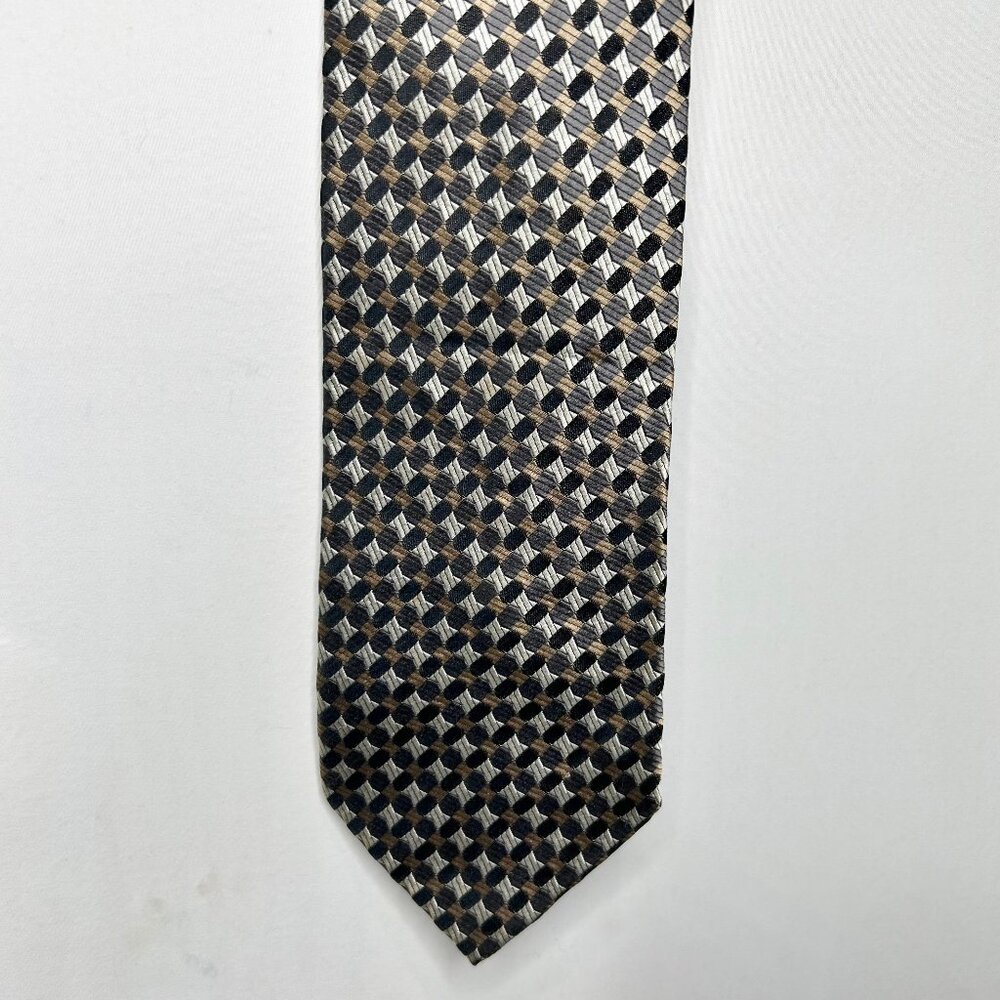 Foggia Men’s Neck Tie 4” Black Brown Gray Silk Handmade Necktie